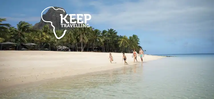 Family enjoying the beaches at Paradis, Mauritius