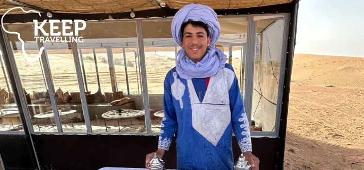 Desert camp host welcoming travellers in the Sahara Desert