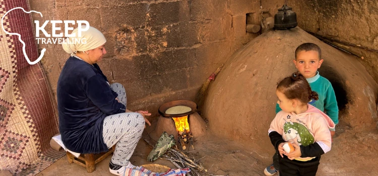 Traditional bread baking in a Moroccan family home