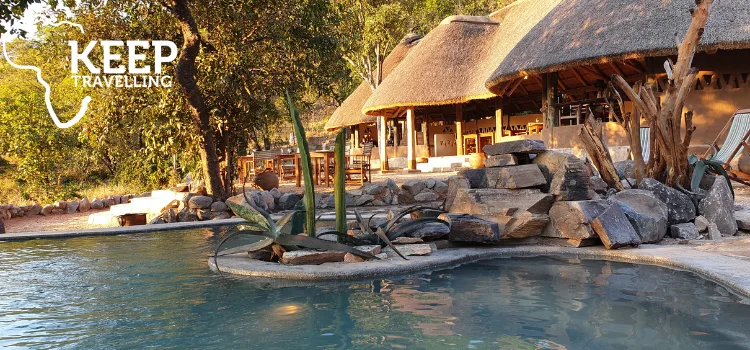 Swimming pool beside the thatched main lodge at Hodi Hodi in southern Tanzania